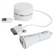 PGM MC DUAL USB CAR CHARGER WITH 3 IN 1 RETRACTABLE DATA CABLE