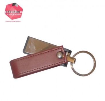 Sleek Leather Keychain/Lanyard USB Flash Drive