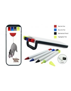 5 in 1 Pens, Mechanical Pencil, Eraser & Highlighter Set