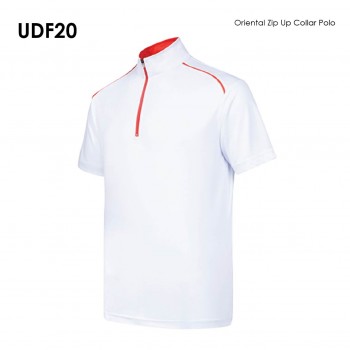 Oriental Zip Up Collar Polo T-Shirt