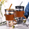 Premium glass mug with PU sleeve