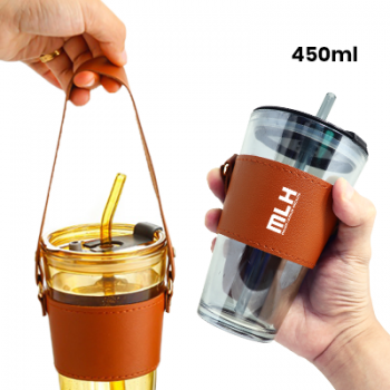 Premium glass mug with PU sleeve