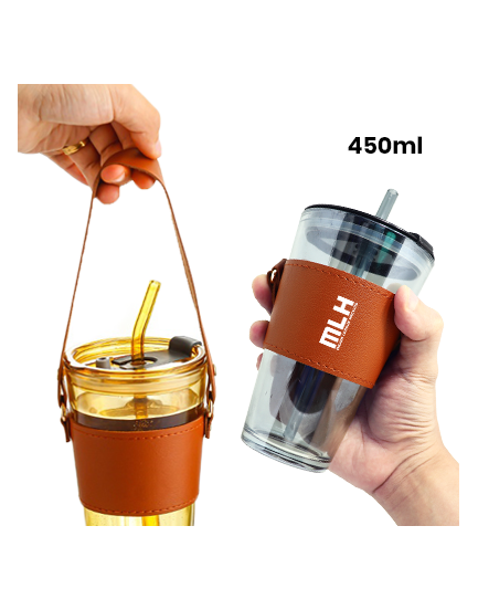 Premium glass mug with PU sleeve